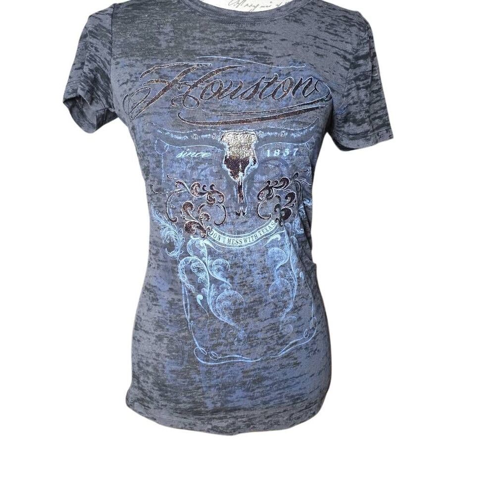 Next Level Women's Size Large Gray Houston Don't Mess with Texas Burnout T-shirt